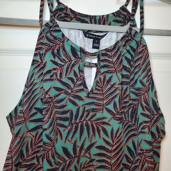 41 Hawthorn Green Leaf Print Top Sz L - Picture 2 of 7